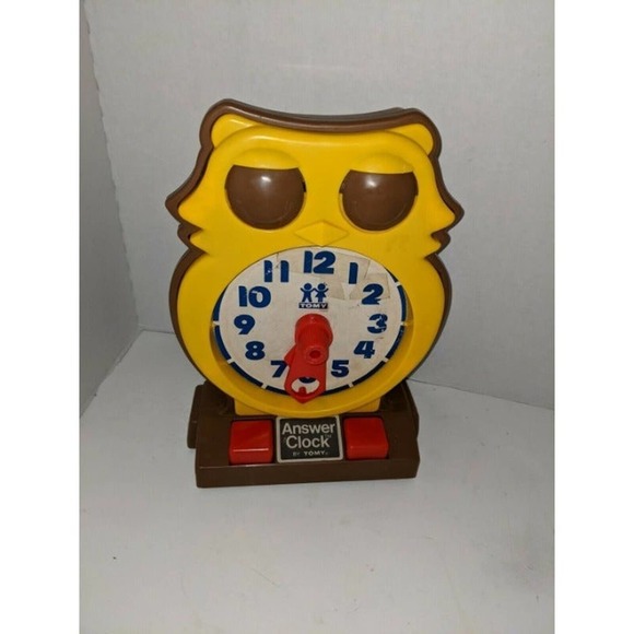 Vintage Tomy Answer Clock Toy Owl Helping with Telling Time Rare Toy Teaching - Picture 1 of 6